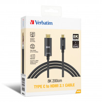 VERBATIM TYPE C to HDMI 2.1 CABLE 8K 200CM – BLACK (66819)