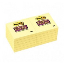 3M 654-12SSCY 3" x 3" 黃色超強黏貼報事貼