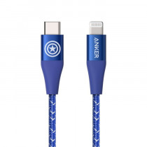 ANKER POWER LINE+ II 3FT/0.9M TYPE-C TO MFI LIGHTNING CABLE "MARVEL CAPTAIN AMERICA"–BLUE (A9548031)