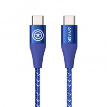 ANKER POWER LINE+ II 3FT/0.9M TYPE-C TO TYPE-C CABLE "MARVEL CAPTAIN AMERICA"–BLUE (A9547031)
