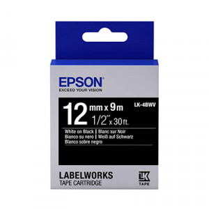 EPSON C53S654415 (LK-4BWV) WHITE ON BLACK 12MM TAPE