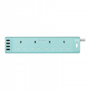 VERBATIM POWER STRIP 4 OUTLETS x 4 USB 17W 1.8M – BLUE (66687)