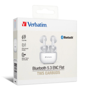 VERBATIM BT 5.3 ENC FLAT MINI EARPHONE - WHITE (66833)